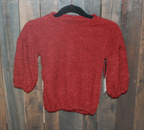 Belle Puff Sleeve Sweater | Maroon