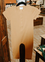 Load image into Gallery viewer, Short Sleeve Henley Romper - Butterscotch