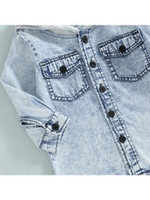 Load image into Gallery viewer, Kids Hooded Denim Button-Up